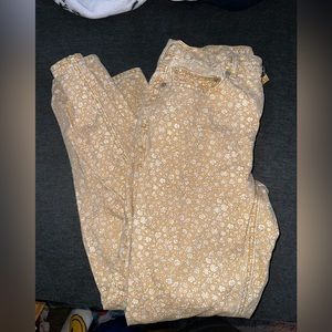 Yellow floral American eagle jeans